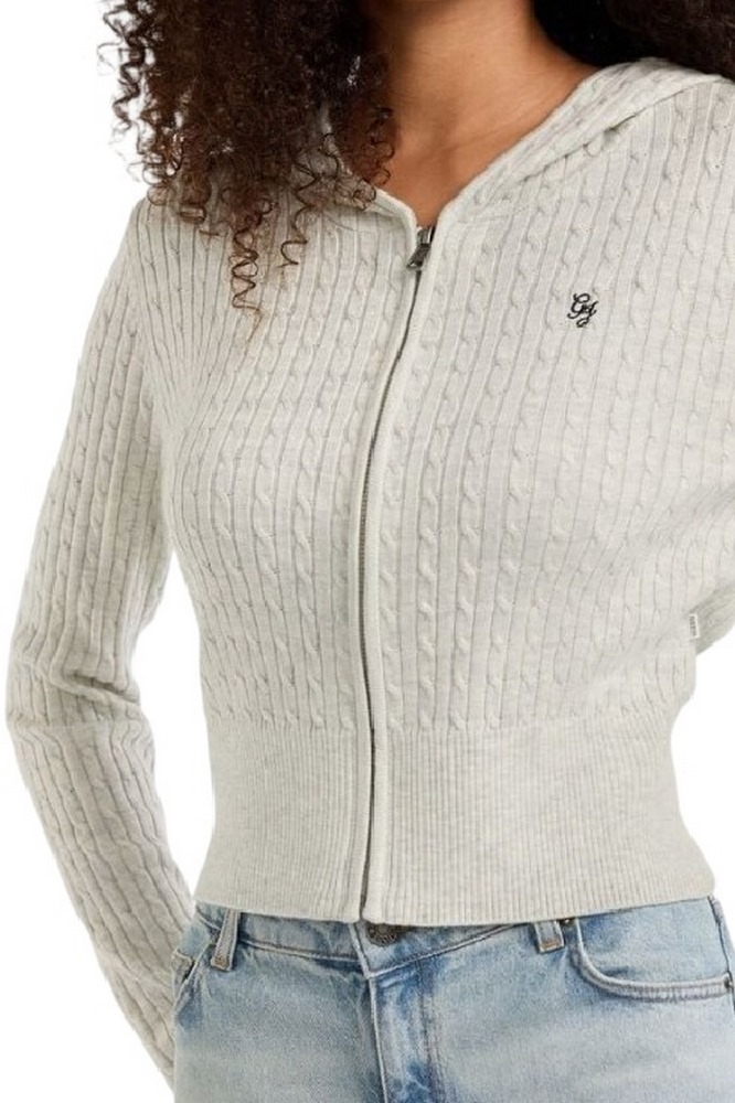 GUESS JEANS CABLE HOODIE CARDI ΖΑΚΕΤΑ ΠΛΕΚΤΗ ΓΥΝΑΙΚΕΙΑ GREY