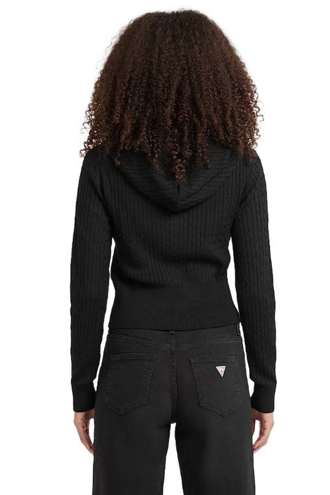 GUESS JEANS CABLE HOODIE CARDI ΖΑΚΕΤΑ ΠΛΕΚΤΗ ΓΥΝΑΙΚΕΙΑ BLACK