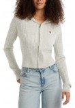 GUESS JEANS CABLE HOODIE CARDI ΖΑΚΕΤΑ ΠΛΕΚΤΗ ΓΥΝΑΙΚΕΙΑ GREY