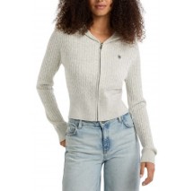 GUESS JEANS CABLE HOODIE CARDI ΖΑΚΕΤΑ ΠΛΕΚΤΗ ΓΥΝΑΙΚΕΙΑ GREY