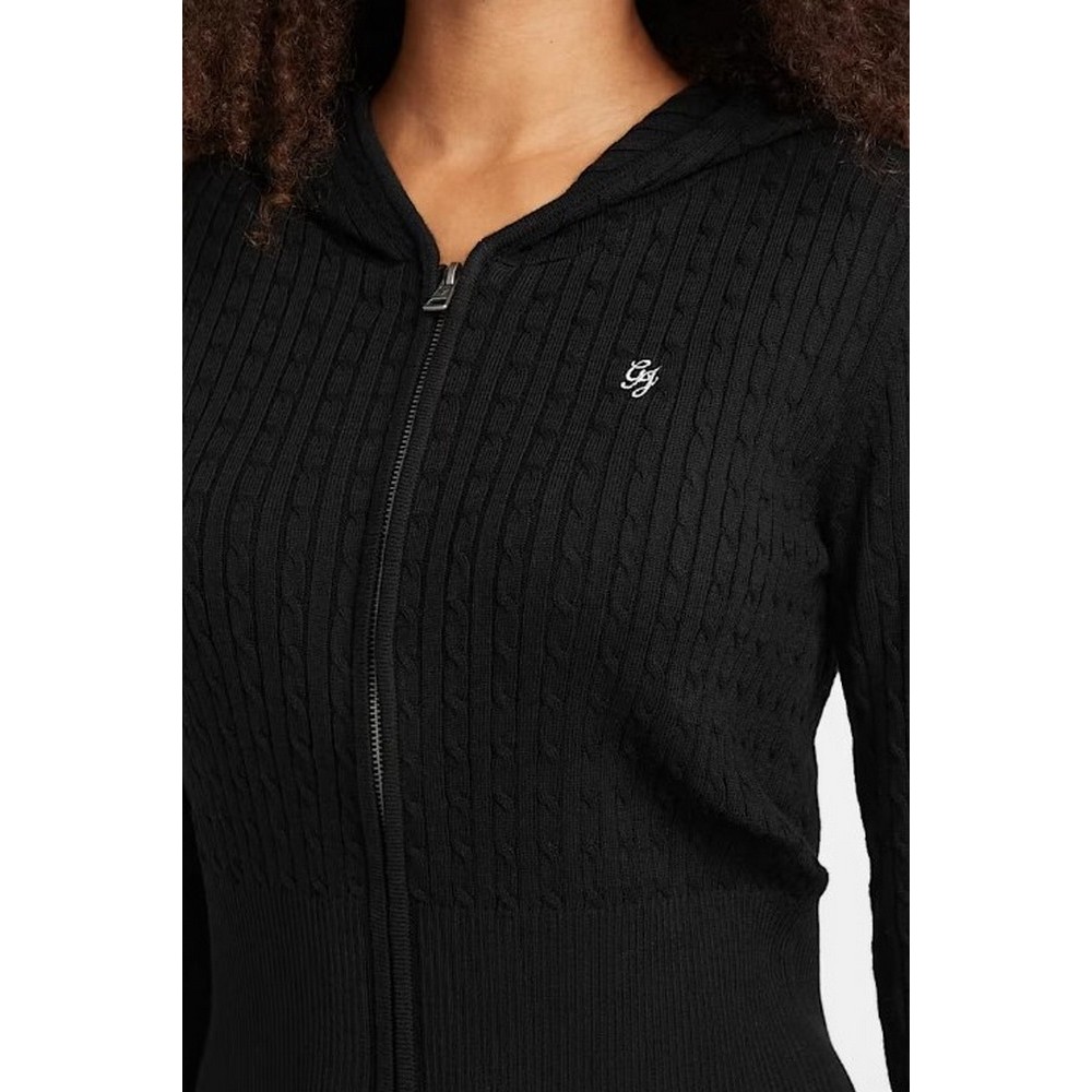 GUESS JEANS CABLE HOODIE CARDI ΖΑΚΕΤΑ ΠΛΕΚΤΗ ΓΥΝΑΙΚΕΙΑ BLACK