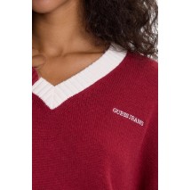 GUESS JEANS VN OS EMB SWTR ΜΠΛΟΥΖΑ ΠΛΕΚΤΗ ΓΥΝΑΙΚΕΙΑ BORDEAUX