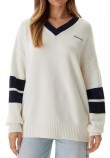 GUESS JEANS VN OS EMB SWTR ΜΠΛΟΥΖΑ ΠΛΕΚΤΗ ΓΥΝΑΙΚΕΙΑ WHITE