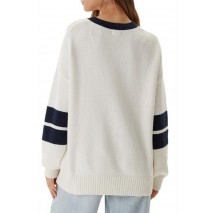 GUESS JEANS VN OS EMB SWTR ΜΠΛΟΥΖΑ ΠΛΕΚΤΗ ΓΥΝΑΙΚΕΙΑ WHITE