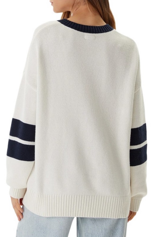 GUESS JEANS VN OS EMB SWTR ΜΠΛΟΥΖΑ ΠΛΕΚΤΗ ΓΥΝΑΙΚΕΙΑ WHITE