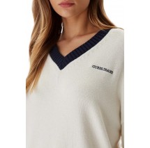 GUESS JEANS VN OS EMB SWTR ΜΠΛΟΥΖΑ ΠΛΕΚΤΗ ΓΥΝΑΙΚΕΙΑ WHITE