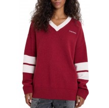 GUESS JEANS VN OS EMB SWTR ΜΠΛΟΥΖΑ ΠΛΕΚΤΗ ΓΥΝΑΙΚΕΙΑ BORDEAUX