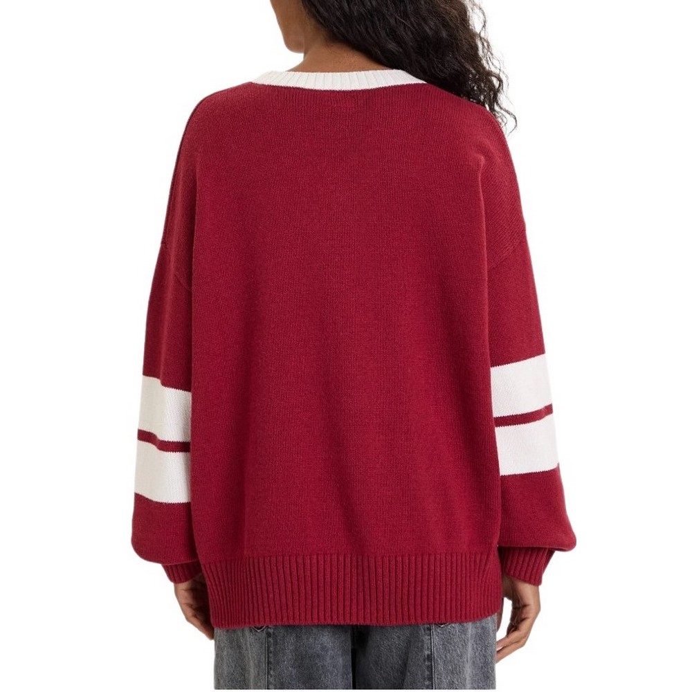 GUESS JEANS VN OS EMB SWTR ΜΠΛΟΥΖΑ ΠΛΕΚΤΗ ΓΥΝΑΙΚΕΙΑ BORDEAUX