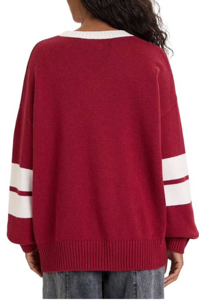 GUESS JEANS VN OS EMB SWTR ΜΠΛΟΥΖΑ ΠΛΕΚΤΗ ΓΥΝΑΙΚΕΙΑ BORDEAUX