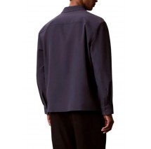 CALVIN KLEIN LS TECH KNIT DOBBY RELAXED OVERS ΠΟΥΚΑΜΙΣΟ ΑΝΔΡΙΚΟ BLUE
