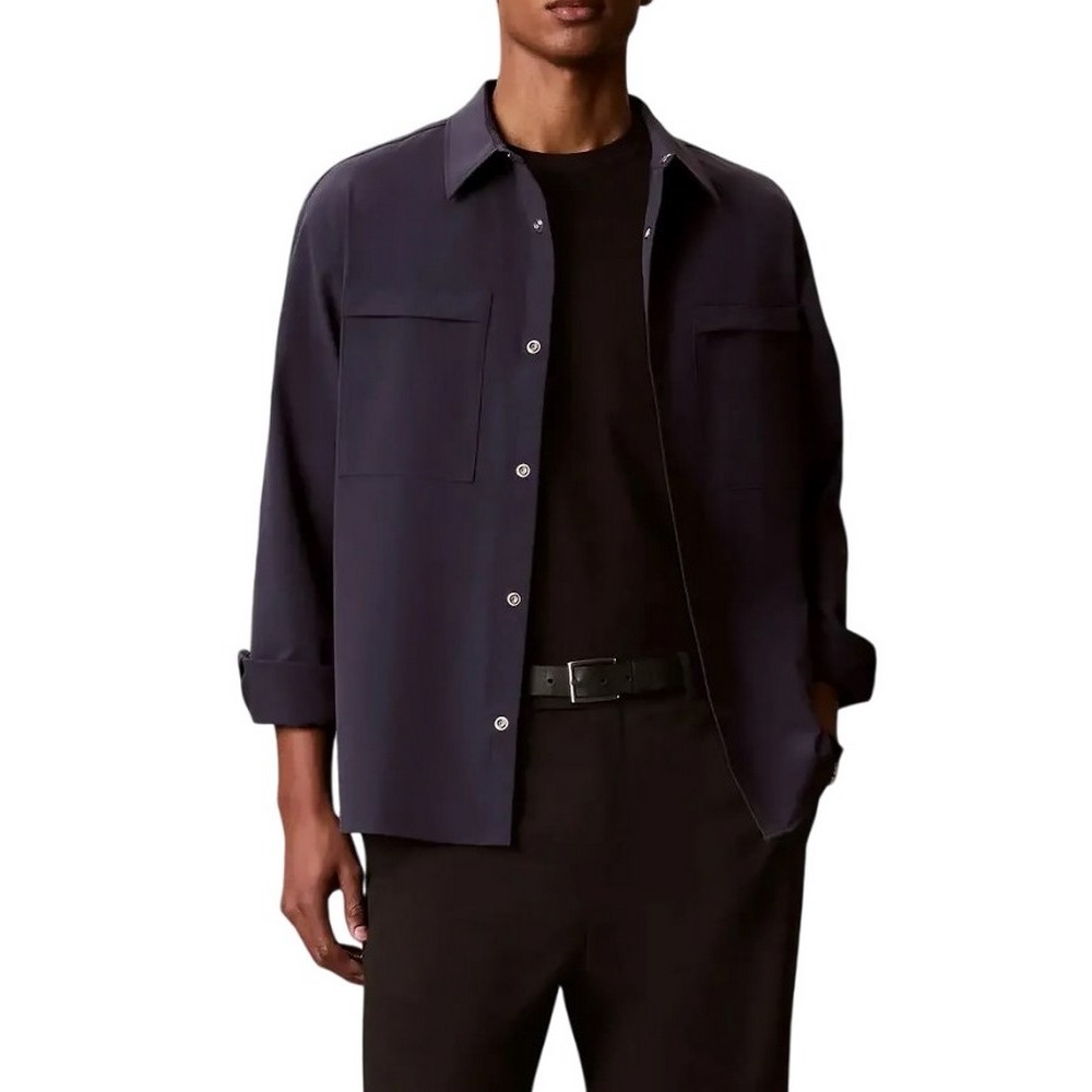 CALVIN KLEIN LS TECH KNIT DOBBY RELAXED OVERS ΠΟΥΚΑΜΙΣΟ ΑΝΔΡΙΚΟ BLUE