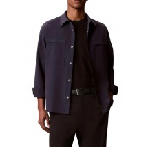 CALVIN KLEIN LS TECH KNIT DOBBY RELAXED OVERS ΠΟΥΚΑΜΙΣΟ ΑΝΔΡΙΚΟ BLUE