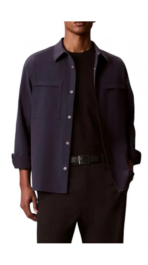 CALVIN KLEIN LS TECH KNIT DOBBY RELAXED OVERS ΠΟΥΚΑΜΙΣΟ ΑΝΔΡΙΚΟ BLUE