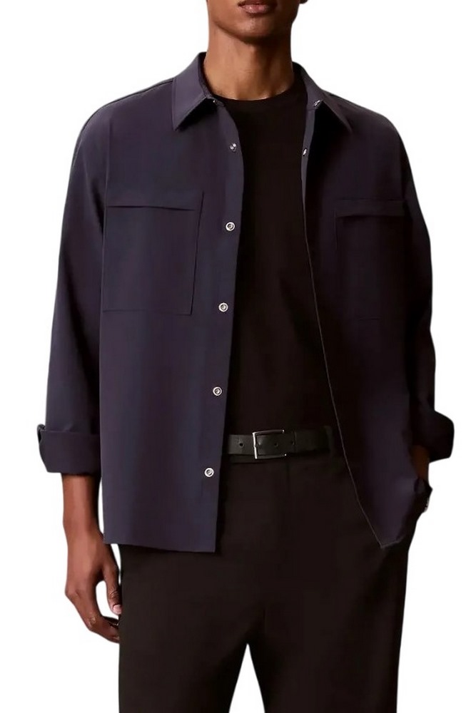 CALVIN KLEIN LS TECH KNIT DOBBY RELAXED OVERS ΠΟΥΚΑΜΙΣΟ ΑΝΔΡΙΚΟ BLUE
