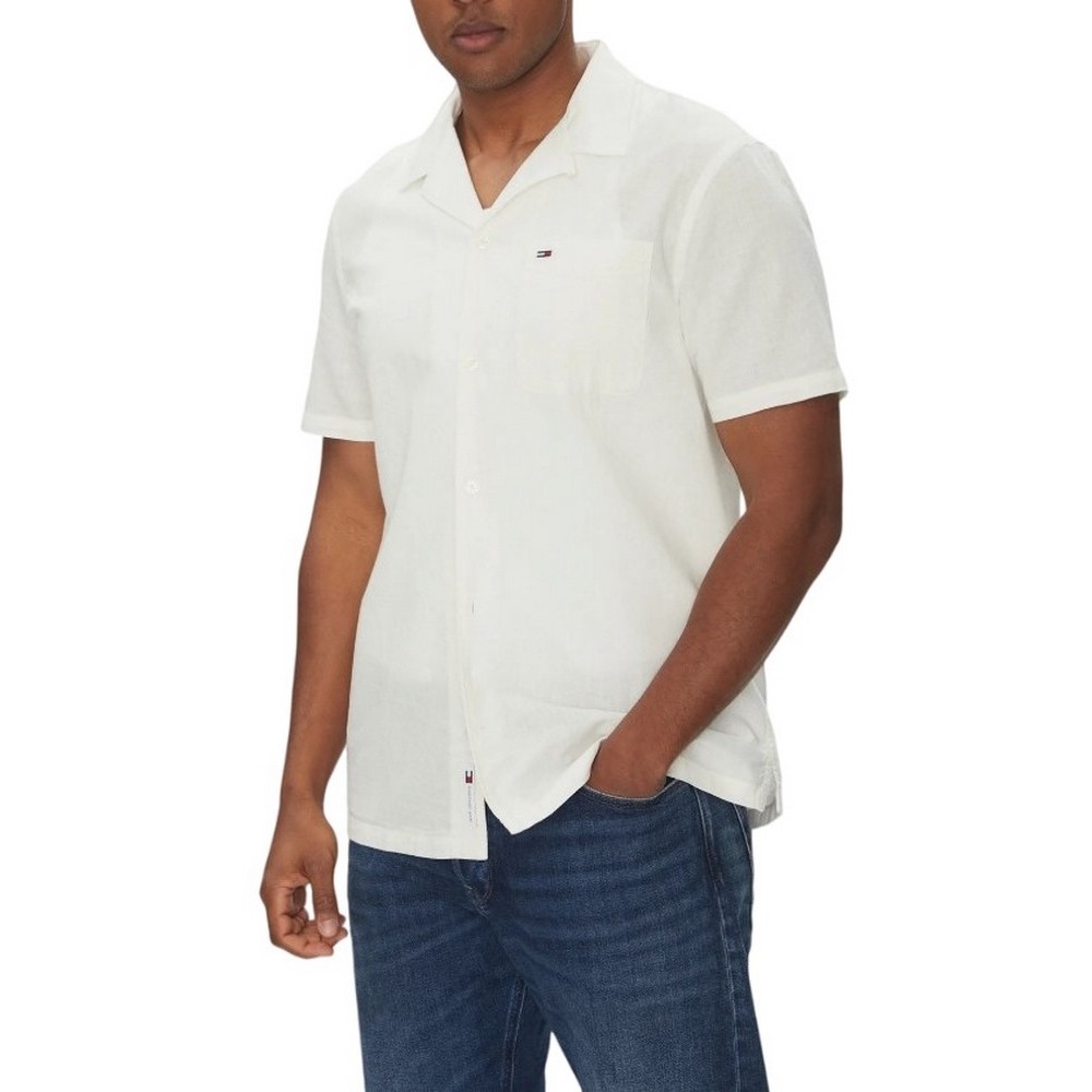 TOMMY JEANS LINEN BLEND CAMP SS EXT ΠΟΥΚΑΜΙΣΟ ΑΝΔΡΙΚΟ ECRU