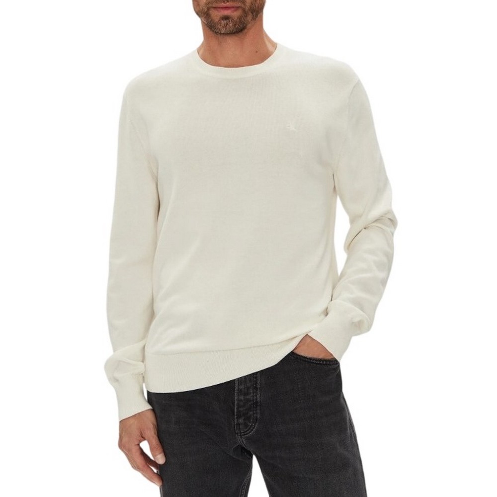 CALVIN KLEIN SUPIMA COTTON CREWNK SWEATER ΜΠΛΟΥΖΑ ΑΝΔΡΙΚΗ OFF WHITE