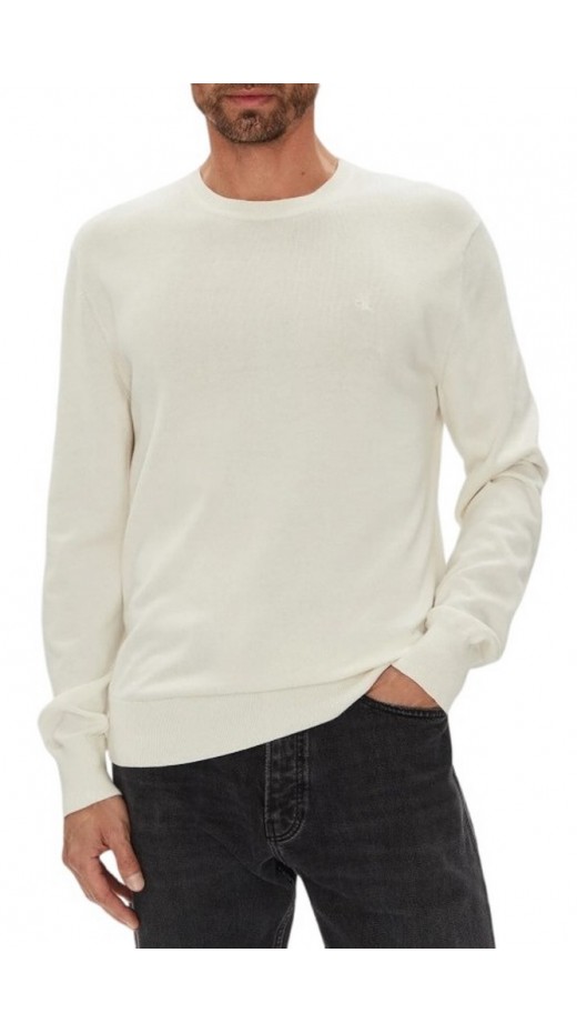 CALVIN KLEIN SUPIMA COTTON CREWNK SWEATER ΜΠΛΟΥΖΑ ΑΝΔΡΙΚΗ OFF WHITE