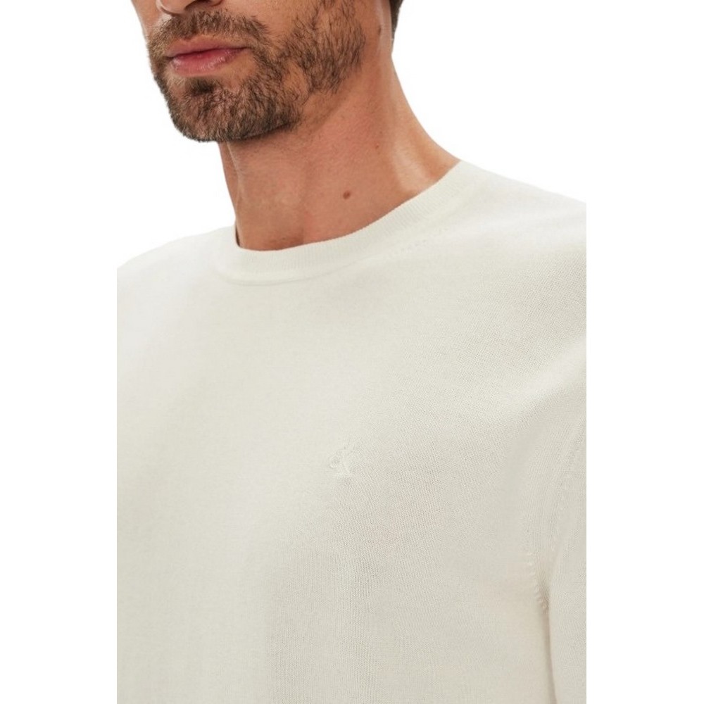 CALVIN KLEIN SUPIMA COTTON CREWNK SWEATER ΜΠΛΟΥΖΑ ΑΝΔΡΙΚΗ OFF WHITE
