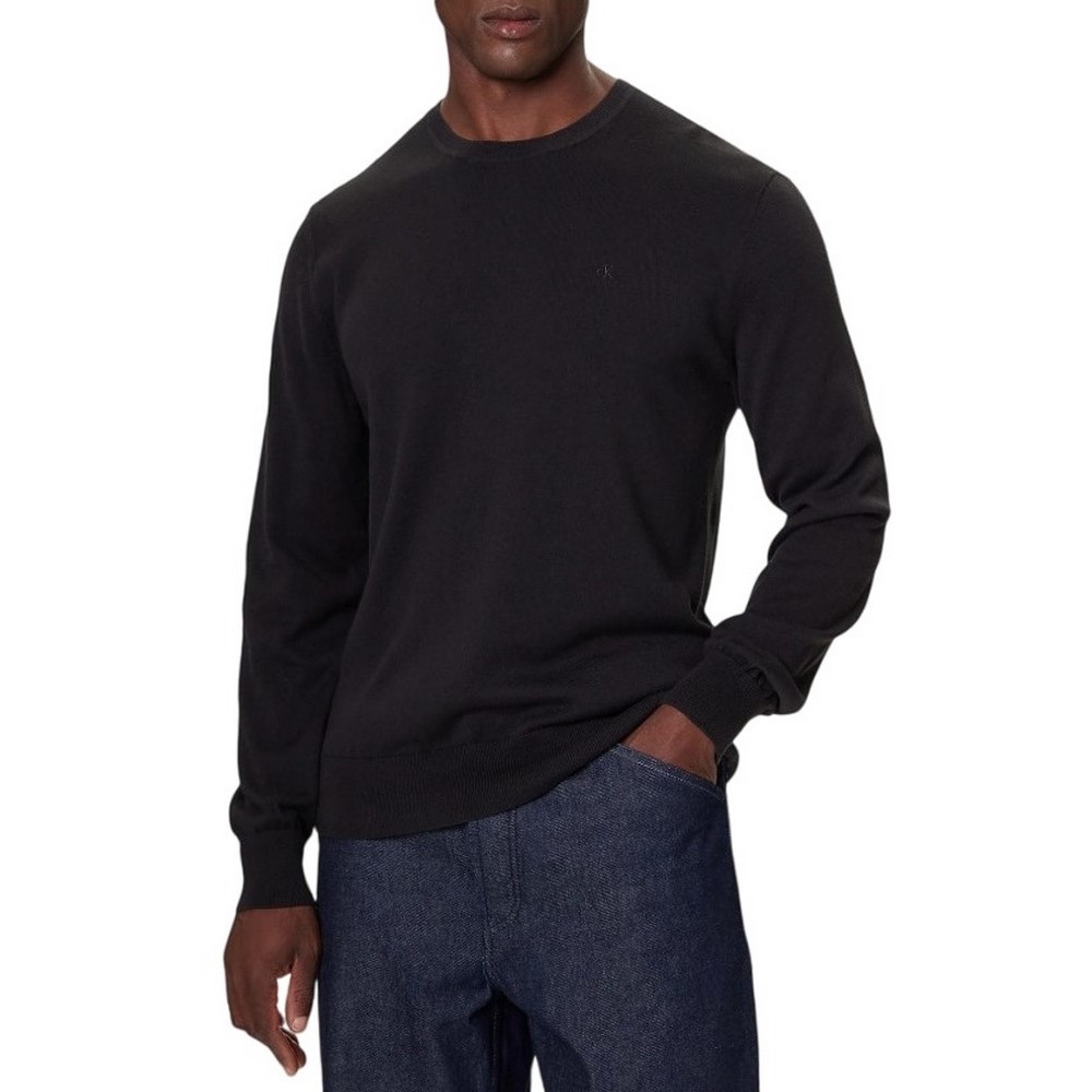 CALVIN KLEIN SUPIMA COTTON CREWNK SWEATER ΜΠΛΟΥΖΑ ΑΝΔΡΙΚΗ BLACK