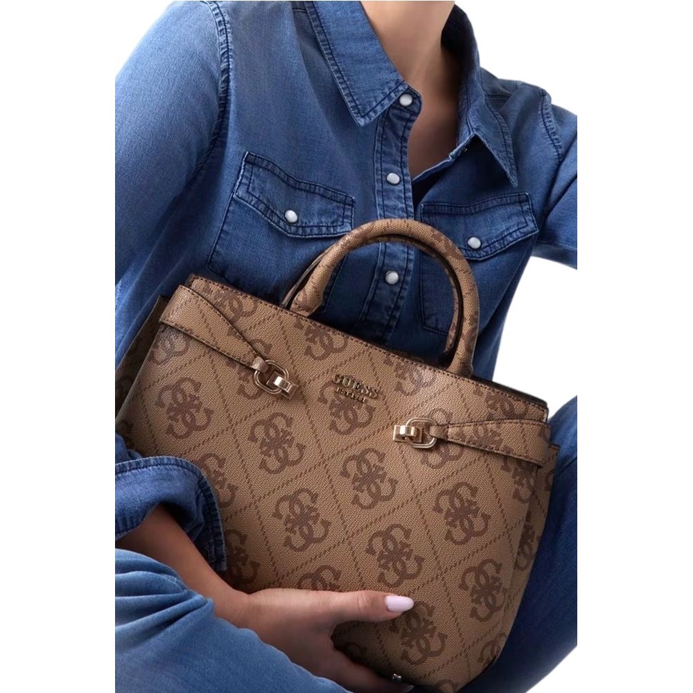 GUESS LORELEI GIRLFRIEND SATCHEL ΤΣΑΝΤΑ ΓΥΝΑΙΚΕΙΑ LATTE