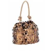 GUESS HOLIDAY SHINE TOP HANDLE POUCH ΤΣΑΝΤΑ ΓΥΝΑΙΚΕΙΑ BRONZE