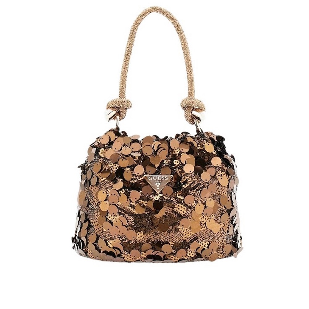 GUESS HOLIDAY SHINE TOP HANDLE POUCH ΤΣΑΝΤΑ ΓΥΝΑΙΚΕΙΑ BRONZE