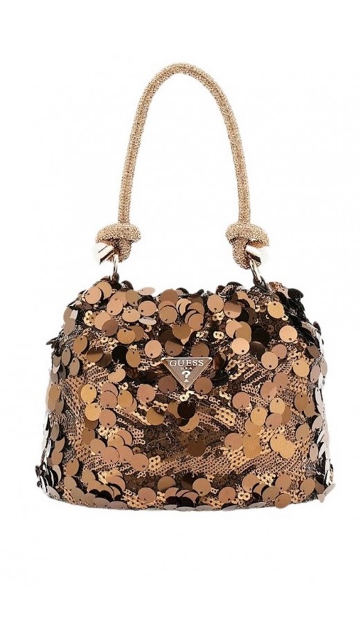 GUESS HOLIDAY SHINE TOP HANDLE POUCH ΤΣΑΝΤΑ ΓΥΝΑΙΚΕΙΑ BRONZE