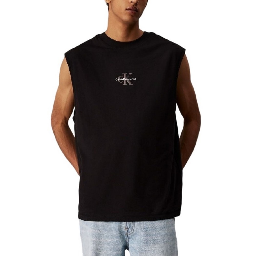 CALVIN KLEIN JEANS MONOLOGO SLEEVELESS TEE T-SHIRT ΜΠΛΟΥΖΑ ΑΝΔΡΙΚΗ BLACK