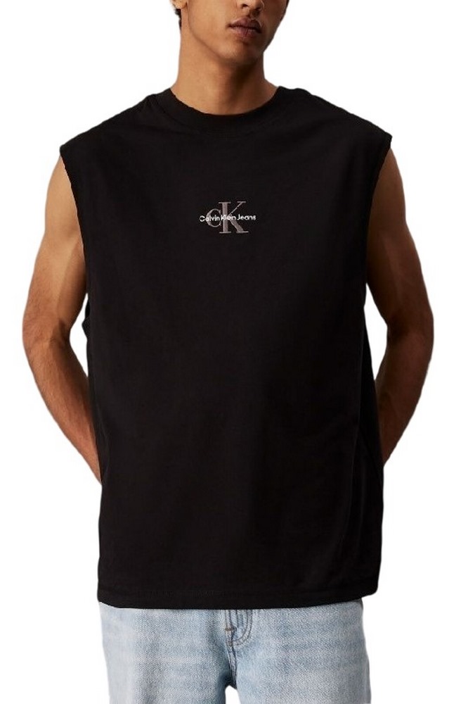 CALVIN KLEIN JEANS MONOLOGO SLEEVELESS TEE T-SHIRT ΜΠΛΟΥΖΑ ΑΝΔΡΙΚΗ BLACK