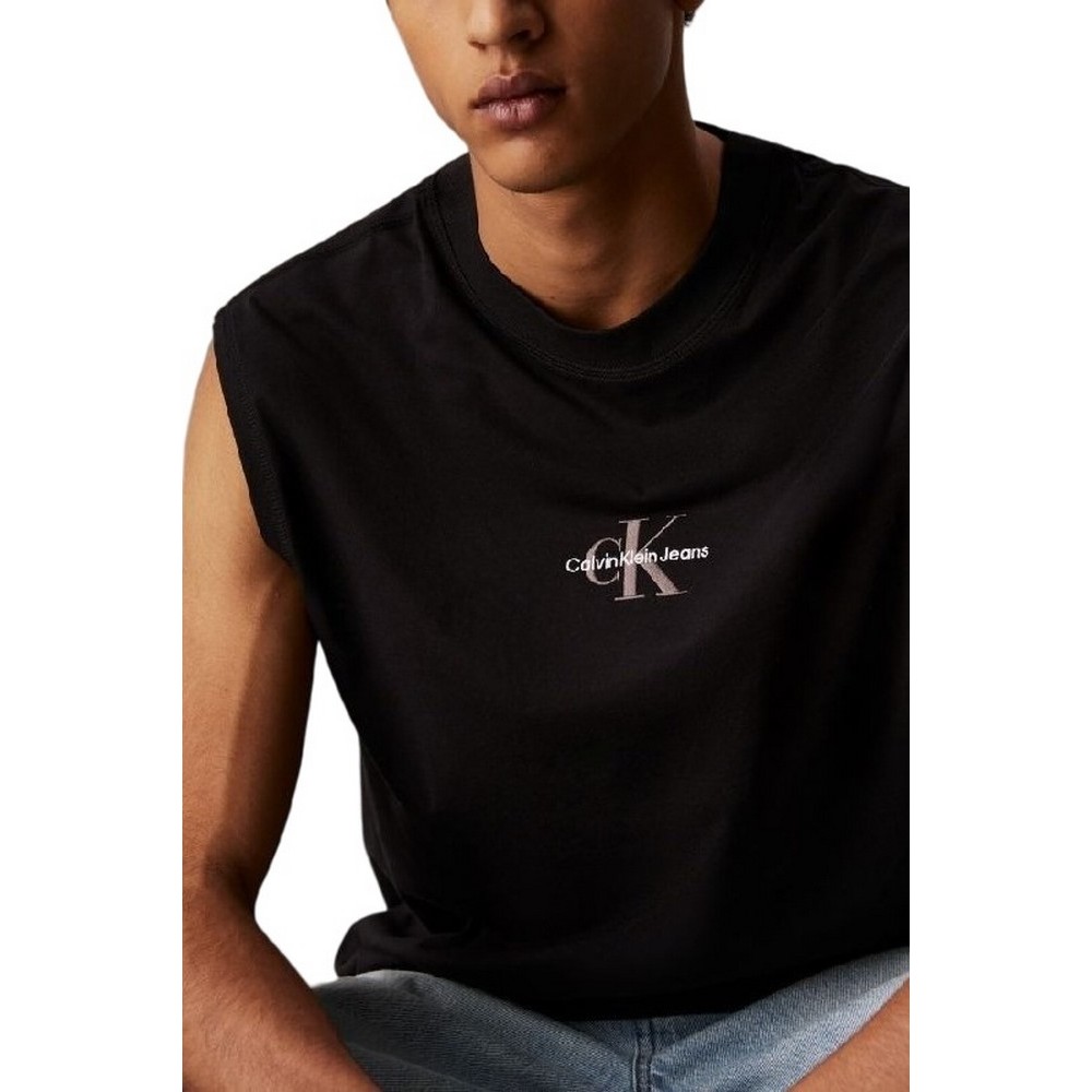 CALVIN KLEIN JEANS MONOLOGO SLEEVELESS TEE T-SHIRT ΜΠΛΟΥΖΑ ΑΝΔΡΙΚΗ BLACK