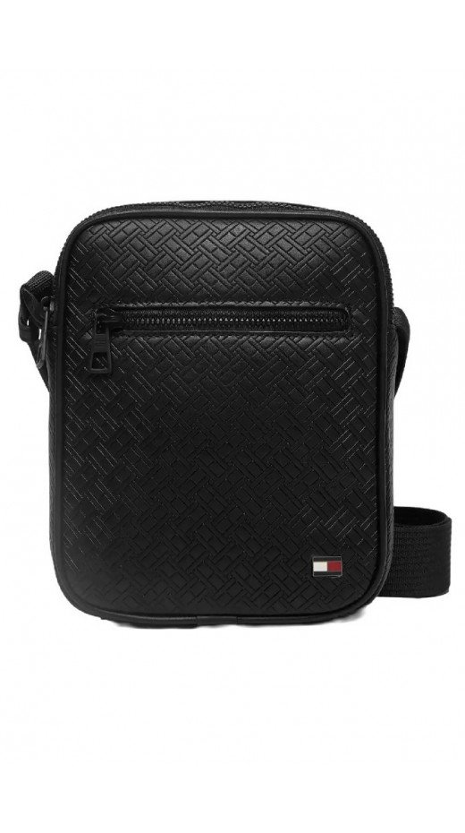 TOMMY HILFIGER EMBOSSED FLAG MINI REPORTER ΤΣΑΝΤΑ ΑΝΔΡΙΚΗ BLACK