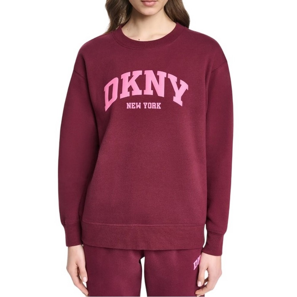 DKNY PUFF VARSITY LOGO SWEATSHIRT ΜΠΛΟΥΖΑ ΦΟΥΤΕΡ ΓΥΝΑΙΚΕΙΑ PLUM