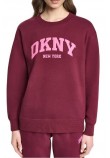 DKNY PUFF VARSITY LOGO SWEATSHIRT ΜΠΛΟΥΖΑ ΦΟΥΤΕΡ ΓΥΝΑΙΚΕΙΑ PLUM