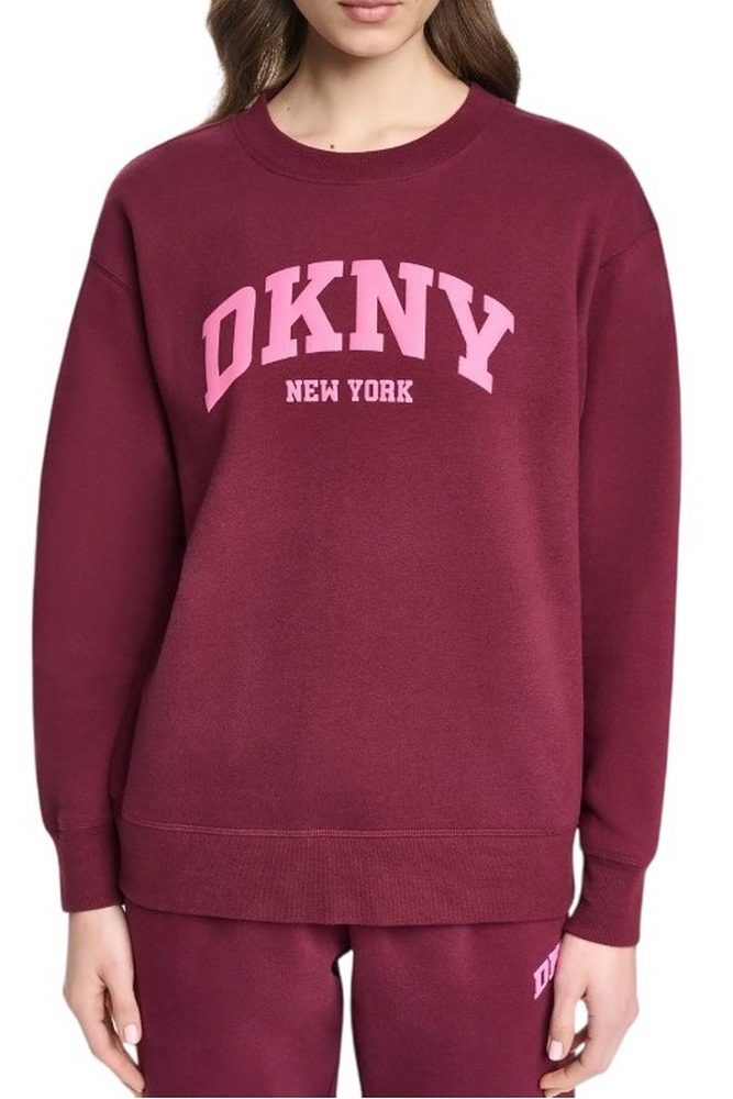 DKNY PUFF VARSITY LOGO SWEATSHIRT ΜΠΛΟΥΖΑ ΦΟΥΤΕΡ ΓΥΝΑΙΚΕΙΑ PLUM