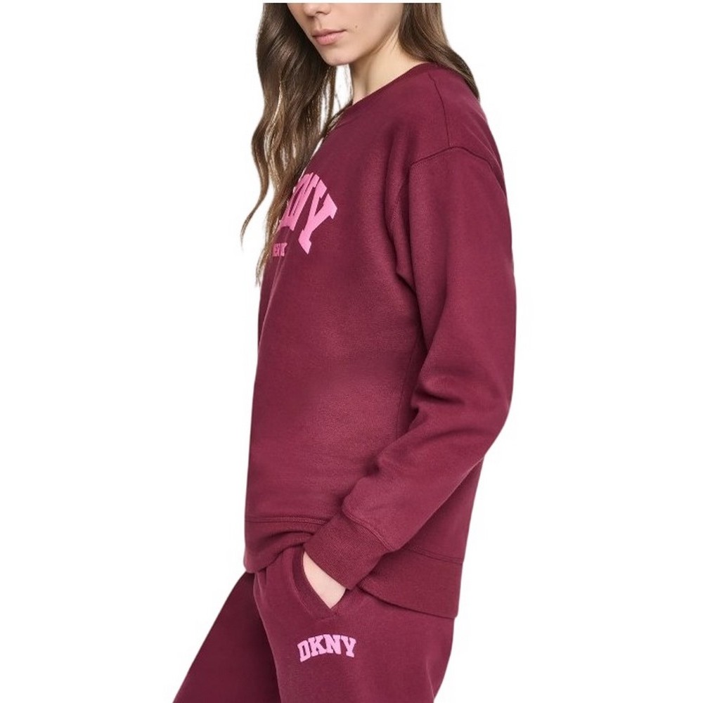DKNY PUFF VARSITY LOGO SWEATSHIRT ΜΠΛΟΥΖΑ ΦΟΥΤΕΡ ΓΥΝΑΙΚΕΙΑ PLUM