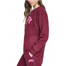 DKNY PUFF VARSITY LOGO SWEATSHIRT ΜΠΛΟΥΖΑ ΦΟΥΤΕΡ ΓΥΝΑΙΚΕΙΑ PLUM