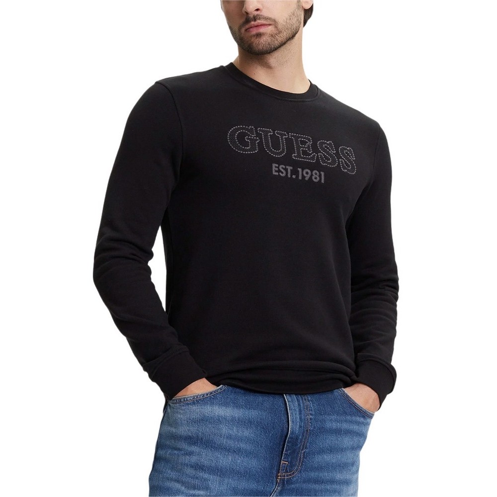 GUESS BEAU CN SWEATSHIRT ΦΟΥΤΕΡ ΑΝΔΡΙΚΟ BLACK
