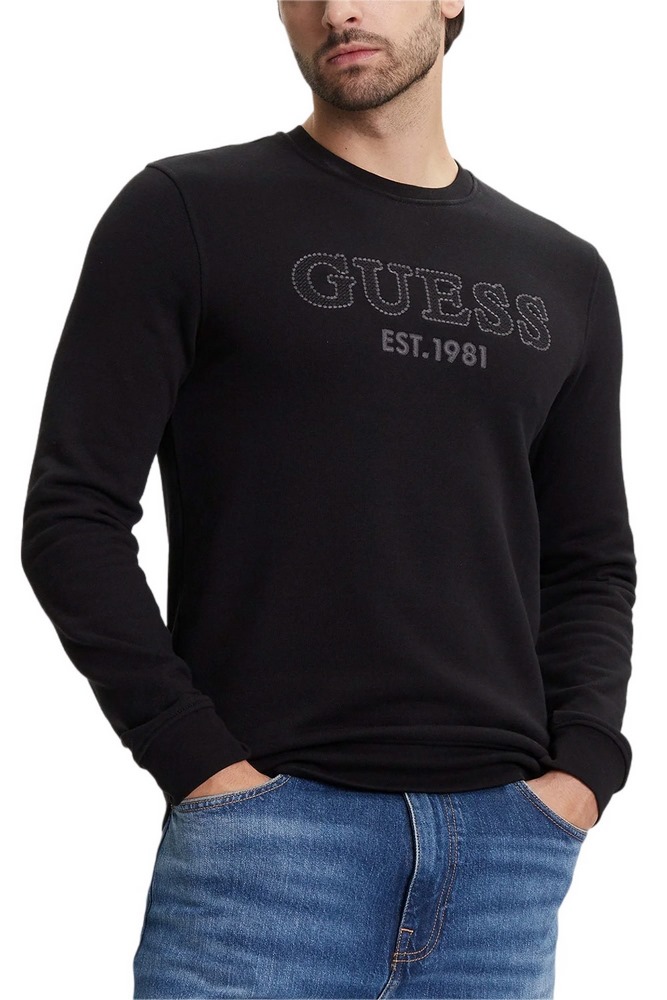 GUESS BEAU CN SWEATSHIRT ΦΟΥΤΕΡ ΑΝΔΡΙΚΟ BLACK