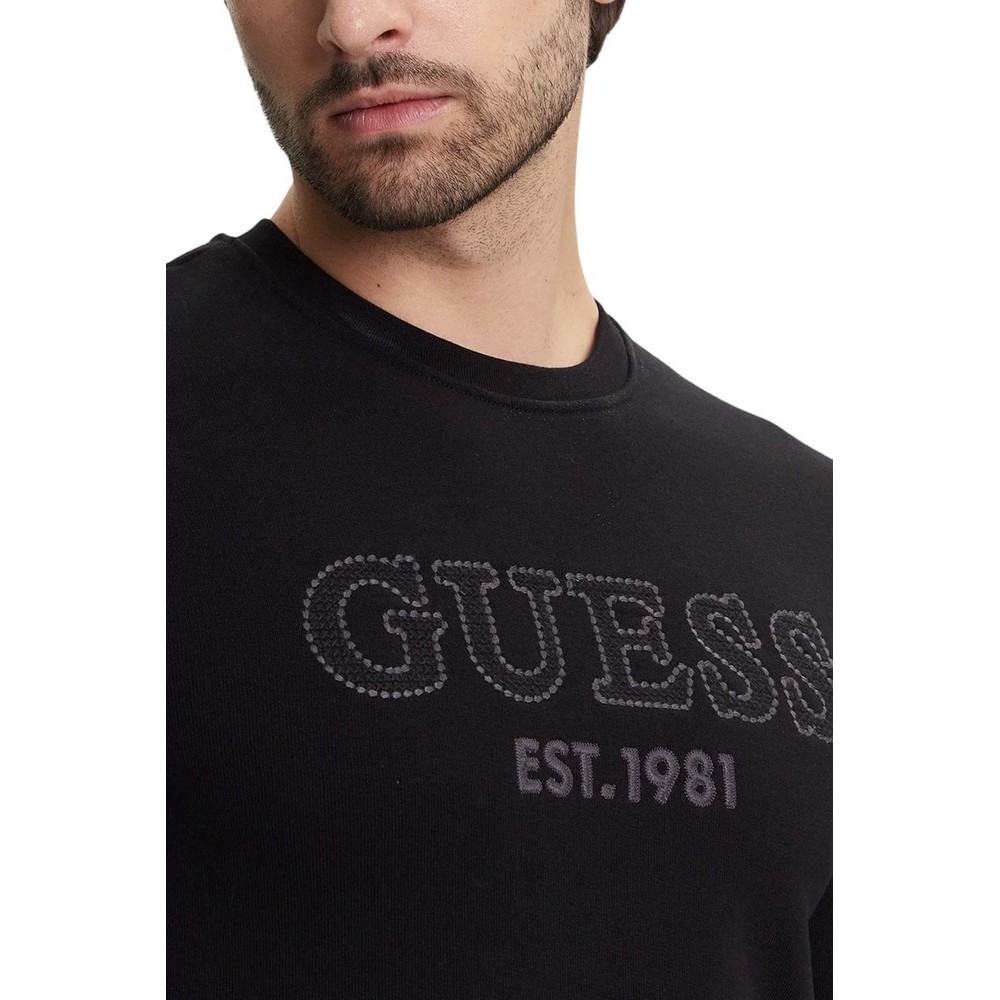 GUESS BEAU CN SWEATSHIRT ΦΟΥΤΕΡ ΑΝΔΡΙΚΟ BLACK