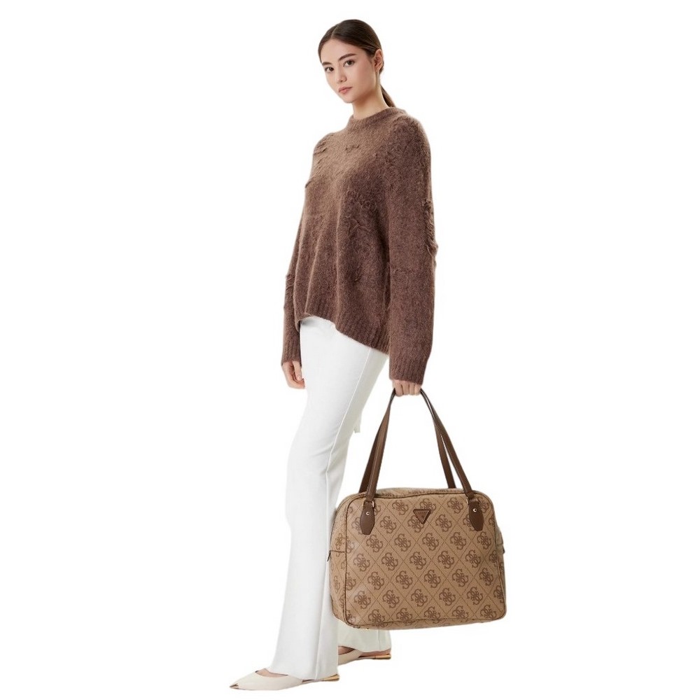 GUESS BERTA TRAVEL TOTE ΤΣΑΝΤΑ ΤΑΞΙΔΙΟΥ ΓΥΝΑΙΚΕΙΑ LATTE