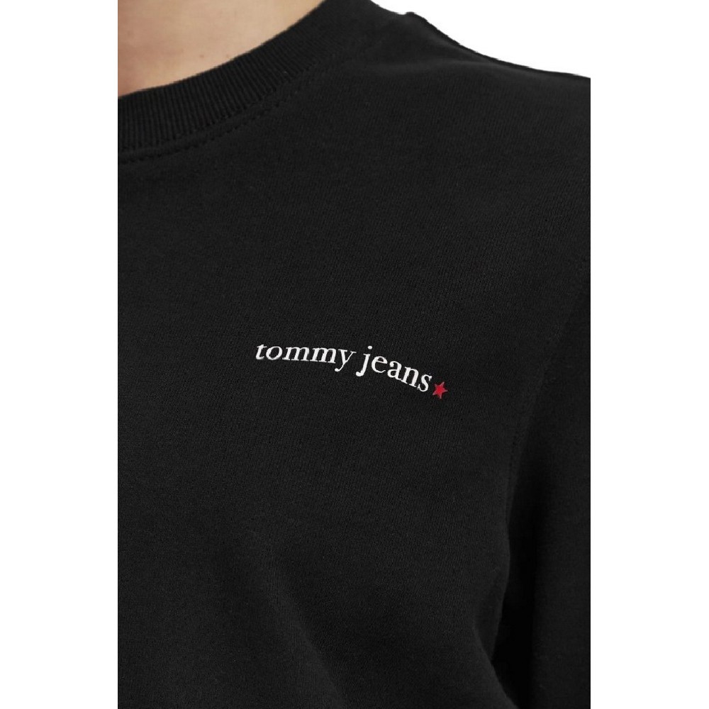 TOMMY JEANS REG ESS LOGO 1 CREW EXT ΦΟΥΤΕΡ ΜΠΛΟΥΖΑ ΓΥΝΑΙΚΕΙΑ BLACK