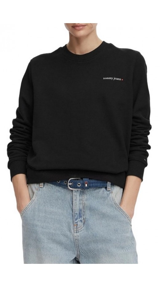 TOMMY JEANS REG ESS LOGO 1 CREW EXT ΦΟΥΤΕΡ ΜΠΛΟΥΖΑ ΓΥΝΑΙΚΕΙΑ BLACK