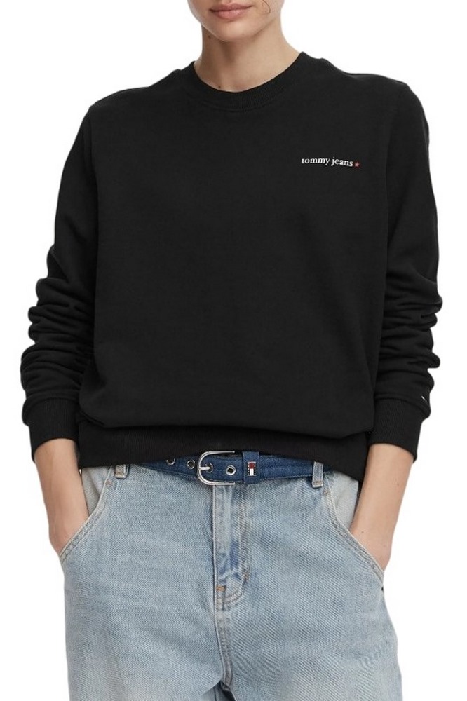 TOMMY JEANS REG ESS LOGO 1 CREW EXT ΦΟΥΤΕΡ ΜΠΛΟΥΖΑ ΓΥΝΑΙΚΕΙΑ BLACK