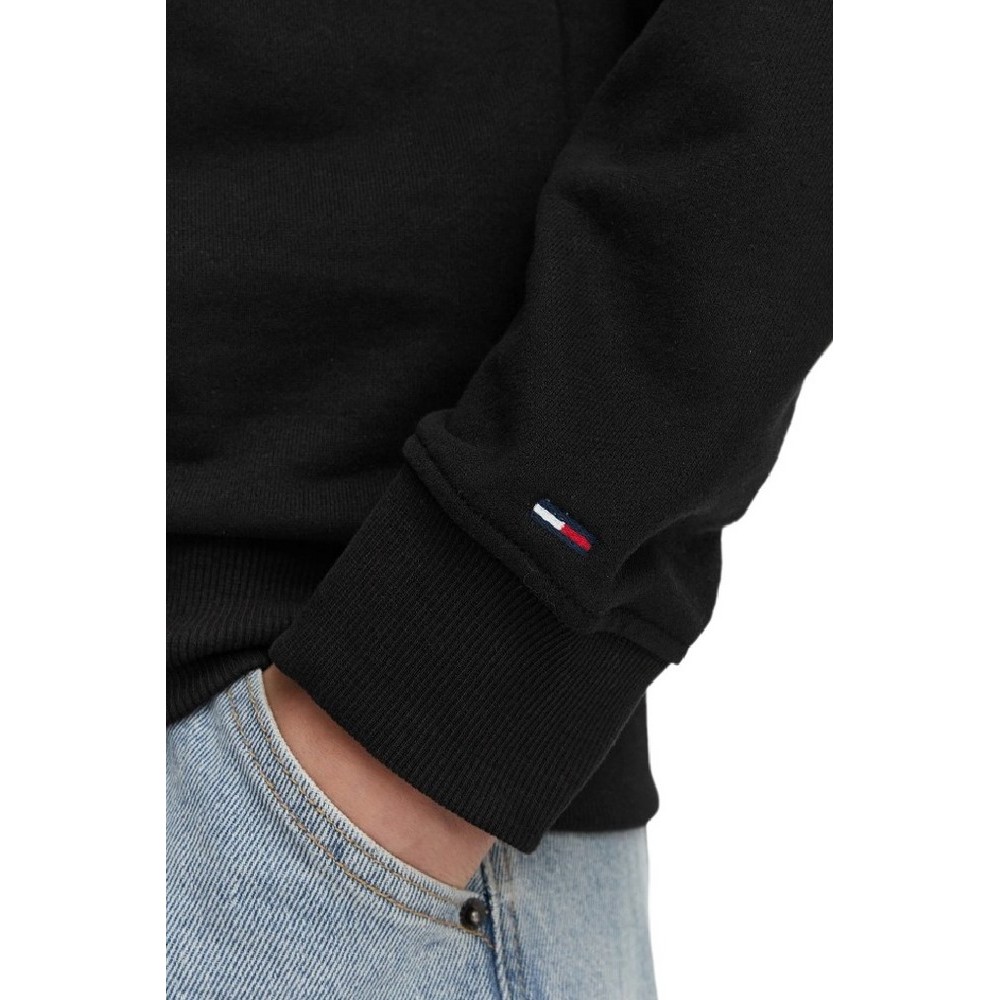 TOMMY JEANS REG ESS LOGO 1 CREW EXT ΦΟΥΤΕΡ ΜΠΛΟΥΖΑ ΓΥΝΑΙΚΕΙΑ BLACK