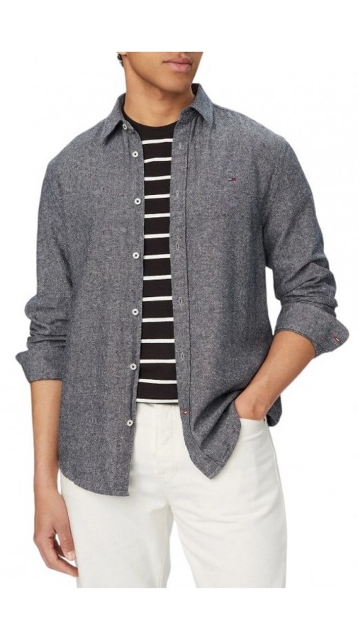 TOMMY JEANS REG LINEN BLEND SHIRT EXT ΠΟΥΚΑΜΙΣΟ ΑΝΔΡΙΚΟ DARK NAVY