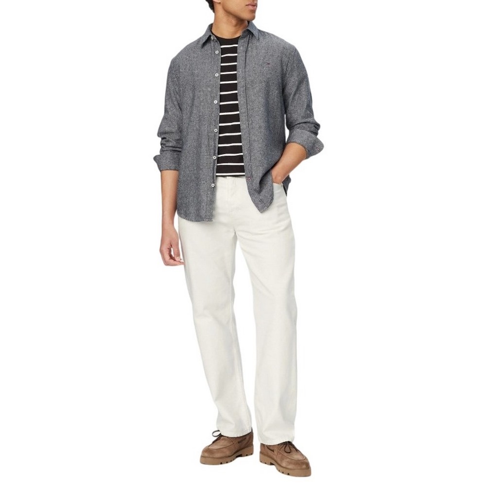 TOMMY JEANS REG LINEN BLEND SHIRT EXT ΠΟΥΚΑΜΙΣΟ ΑΝΔΡΙΚΟ DARK NAVY