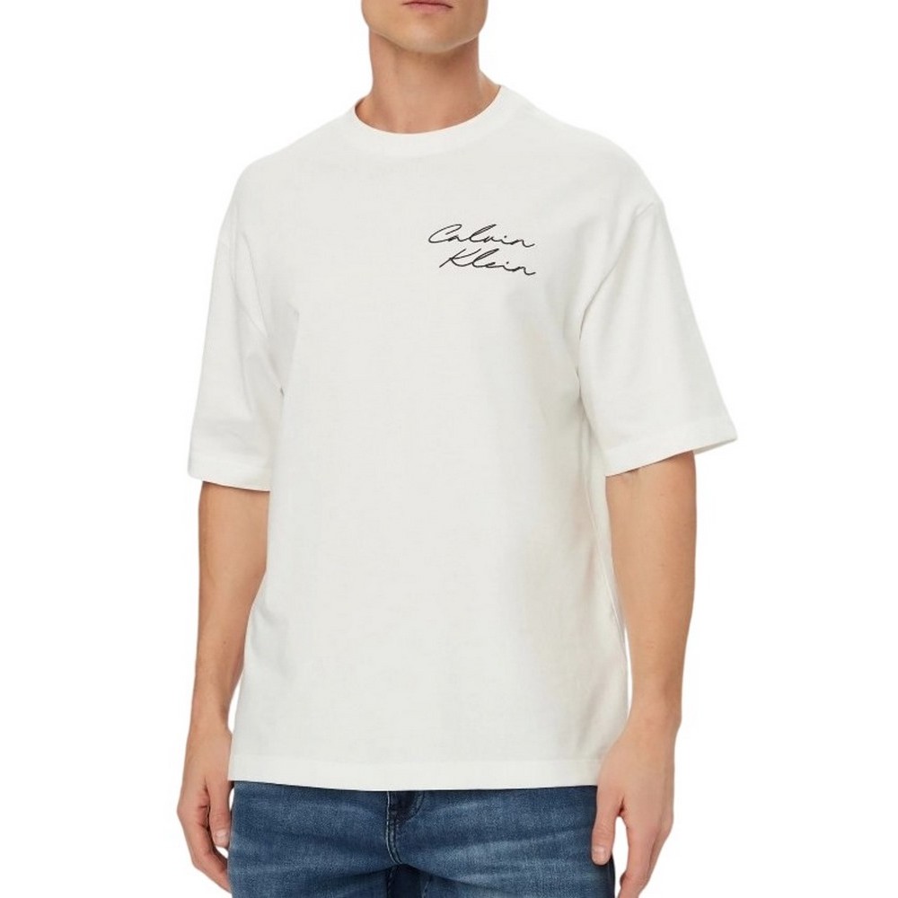 CALVIN KLEIN JEANS 16S APRIL GRAPHIC SEASONAL T-SHIRT ΜΠΛΟΥΖΑ ΑΝΔΡΙΚΗ BRIGHT WHITE