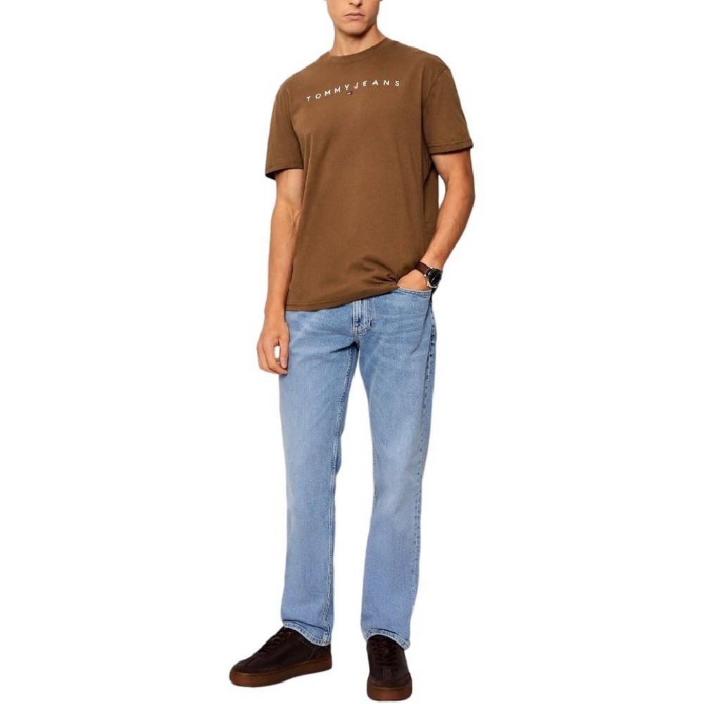 TOMMY JEANS REG LINEAR LOGO TEE EXT T-SHIRT ΜΠΛΟΥΖΑ ΑΝΔΡΙΚΗ BROWN