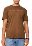 TOMMY JEANS REG LINEAR LOGO TEE EXT T-SHIRT ΜΠΛΟΥΖΑ ΑΝΔΡΙΚΗ BROWN