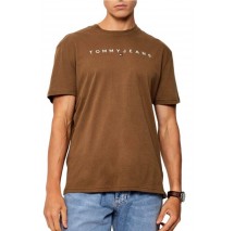 TOMMY JEANS REG LINEAR LOGO TEE EXT T-SHIRT ΜΠΛΟΥΖΑ ΑΝΔΡΙΚΗ BROWN